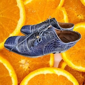 Ramo Alto Leather Dress Shoes Alligator Print Lace Up Oxfords 10.5 M‎